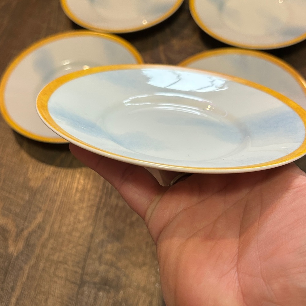 Montgolfiere WILLIAMS-SONOMA Saucers Clouds Yellow Rim - 5 Pack - Picture 3 of 6